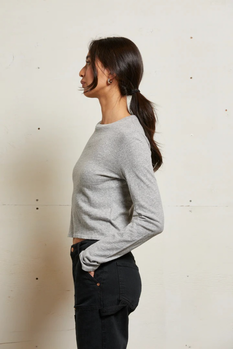 Light Gray Jamie Long Sleeve Crew Shirt