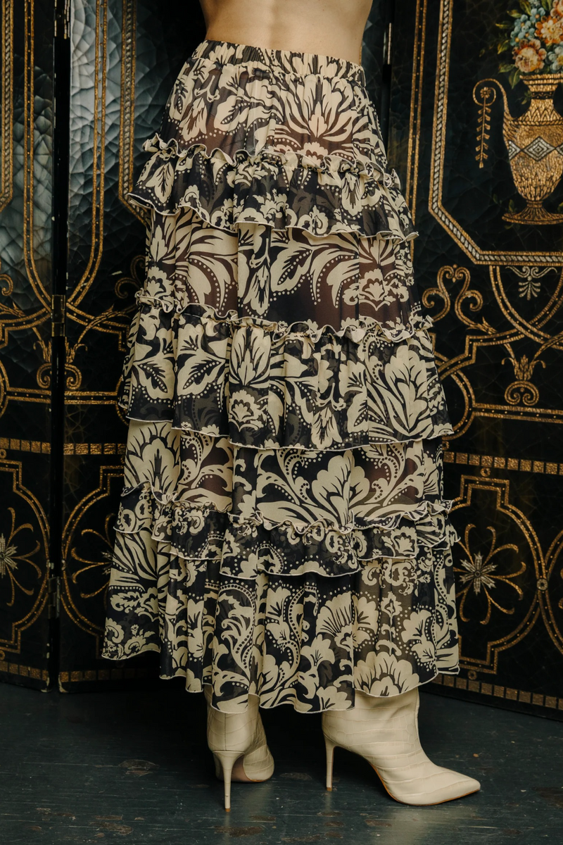 Rosy Brown Alani Skirt in Richmond Floral Print Maxi Skirt