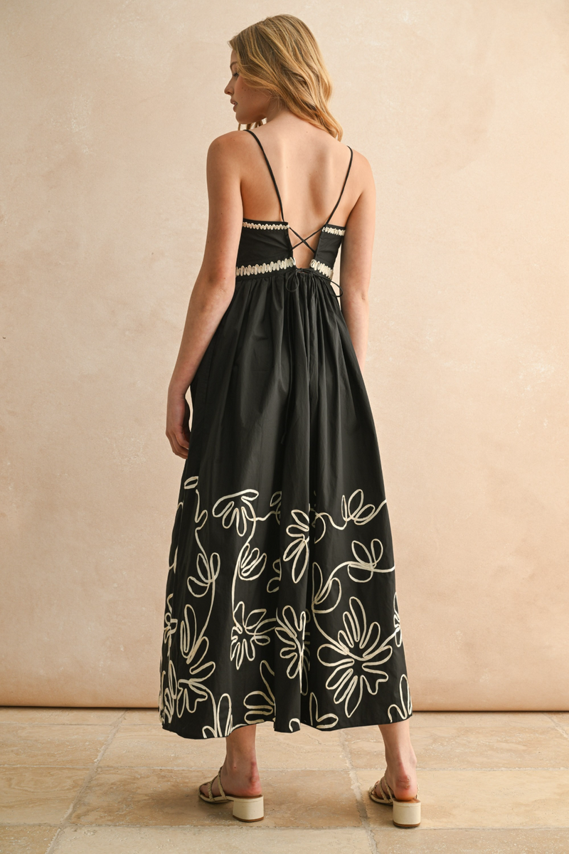 Tan Moran Embroidery Midi Dress Midi Dress