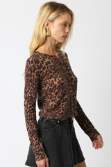 Beige Kimery Knit Cardigan in Leopard Cardigan