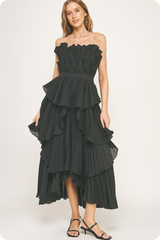 Misty Rose Layered Love Pleated Maxi Dress Maxi Dress
