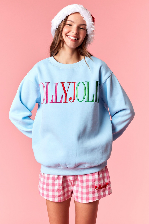 Thistle Holly Jolly Embroidered Fleece Sweatshirt Sweatshirt