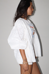 Gray Morning Eyelet Blouse Blouse