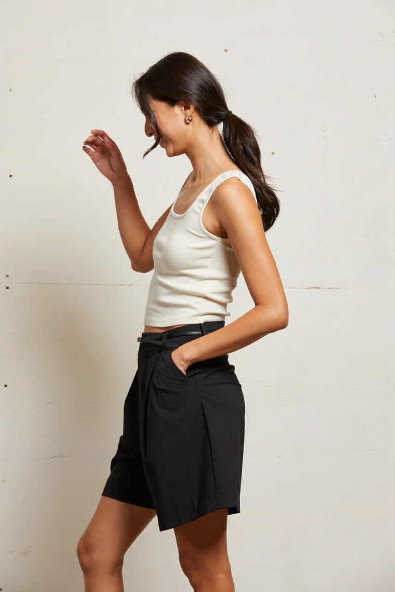 Light Gray Kaitlyn Lux Rib Binded Tank Tank