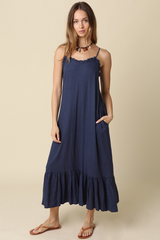 Light Gray Holly Ruffle Trim Sleeveless Maxi Dress Maxi Dress