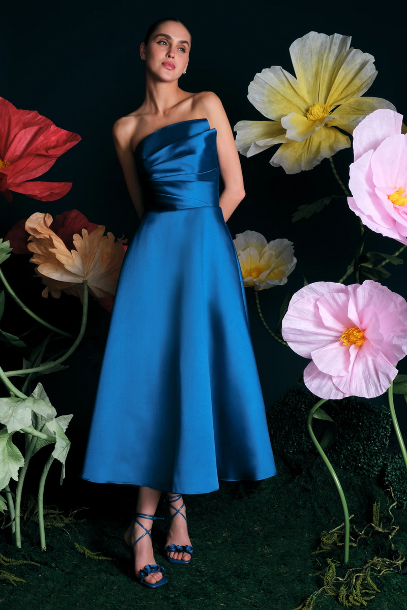 sapphire blue cocktail dress Theia Salem Strapless Tea-Length - Eclipse Colour:CREAM Miley Cyrus Makes the Web Collection: Maternity Dresses shoulder stunner balances elegance