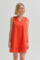Light Gray Reese Lattice Trim Poplin Mini Dress Mini Dress