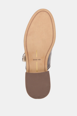 White Smoke Harlah Plush Flats | Chocolate Leather Shoe