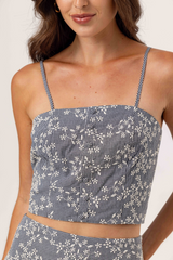 Antique White Mae Top in Floral Embroidery Top