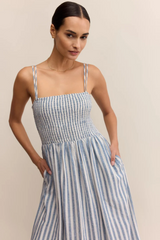 Light Gray Nadine Striped Midi Dress Midi Dress