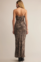 Gray Cielo Leopard Satin Midi Dress Midi Dress