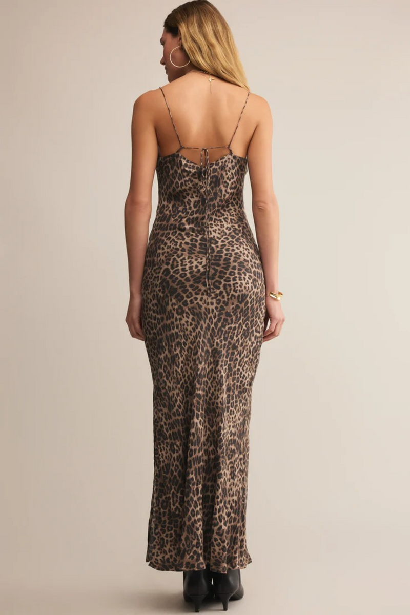 leopard satin midi dress Adjustable Straps Corset Waist Sleeveless Satin Sweetheart, Roaring Love Leopard Midi Dress in Leopard, Size M, For Cocktail