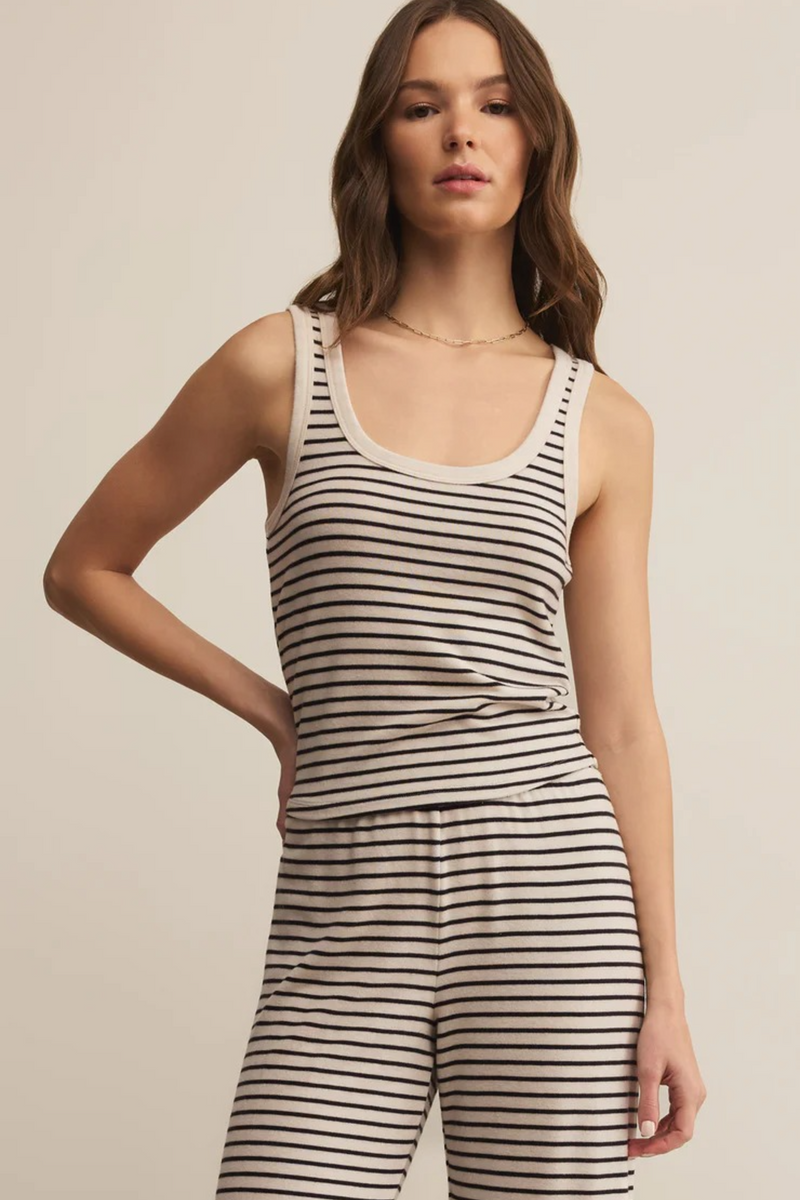 Gray Luxe Striped Tank Tank Top