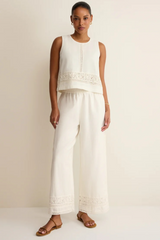 Antique White Scout Embroidered Pant Pant