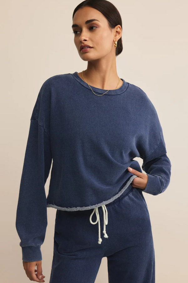 Light Gray Circuit Knit Denim Sweatshirt Sweatshirt