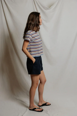 Gray Dawn Cotton Jersey Ringer Stripe Tee T Shirt