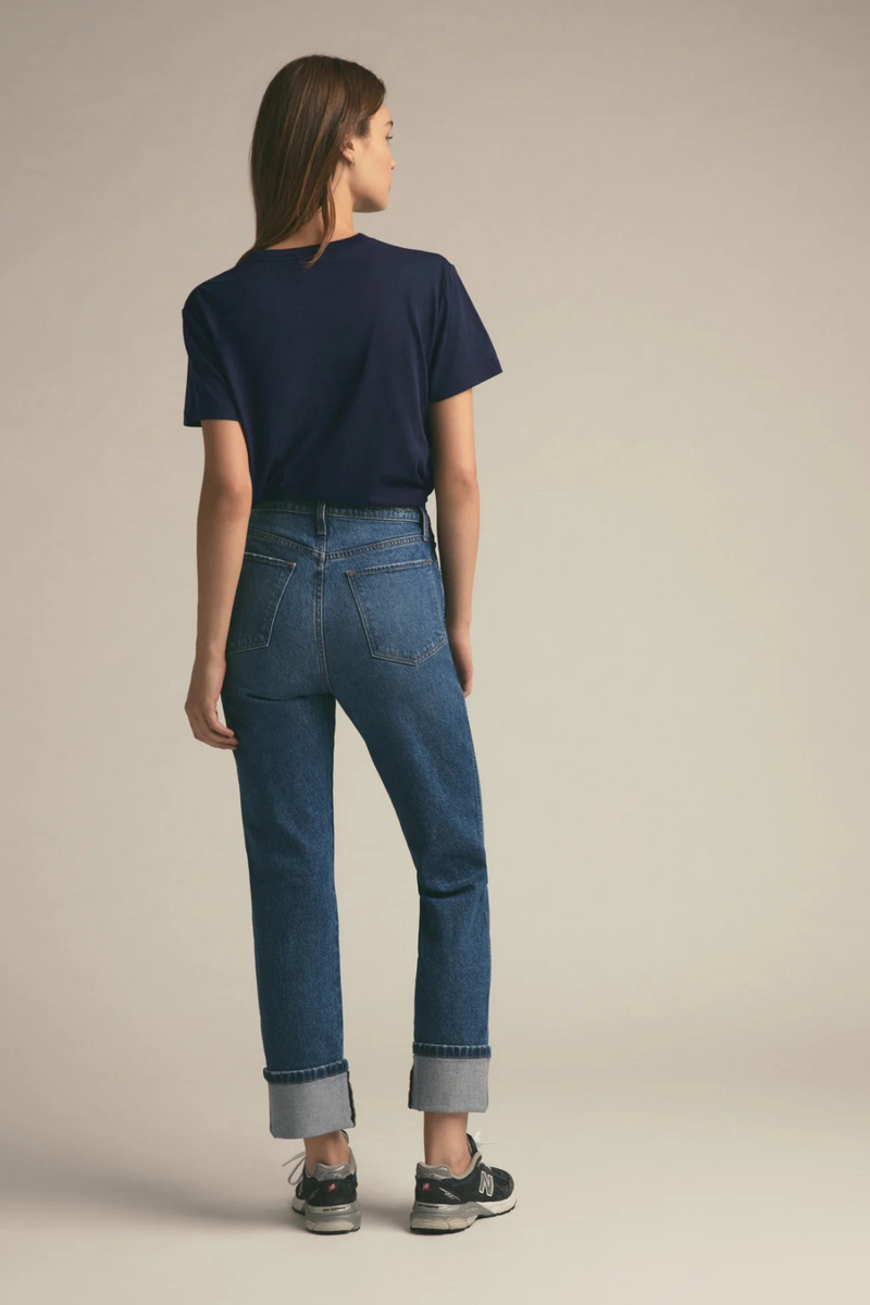 Gray Favorite Sister Cropped Collegiate Tee | Navy T Shirt