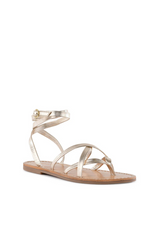 White Smoke Happy Go Lucky Sandal | Metallic Gold Sandal