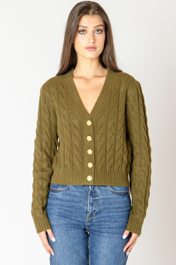 Beige Heartland Cable Knit Cardigan Cardigan