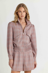 Rosy Brown Ever Jacket in Foxglove Check Jacket