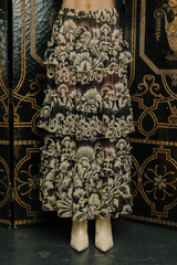 Black Alani Skirt in Richmond Floral Print Maxi Skirt