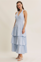 Light Gray Endless Ruffle Tiered Maxi Dress Maxi Dress