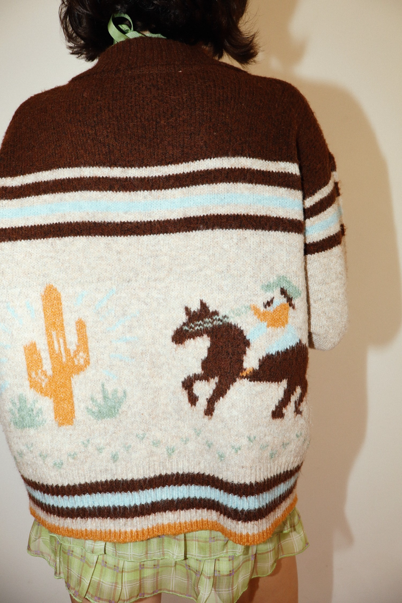 Gray Cowboy Desert Zip Knit Cardigan Cardigan
