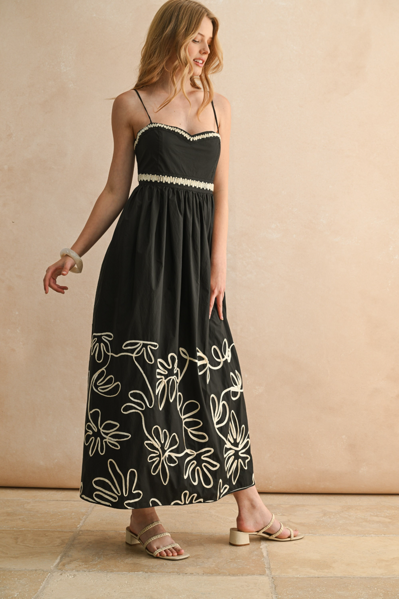 Tan Moran Embroidery Midi Dress Midi Dress