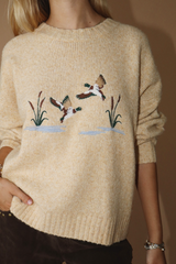 Rosy Brown Duck Dreams Embroidered Sweater Sweater