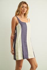 Lavender Block Party Linen Mini Dress Mini Dress