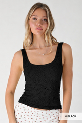 Light Gray Nixon Floral Lace Texted Tank Tank