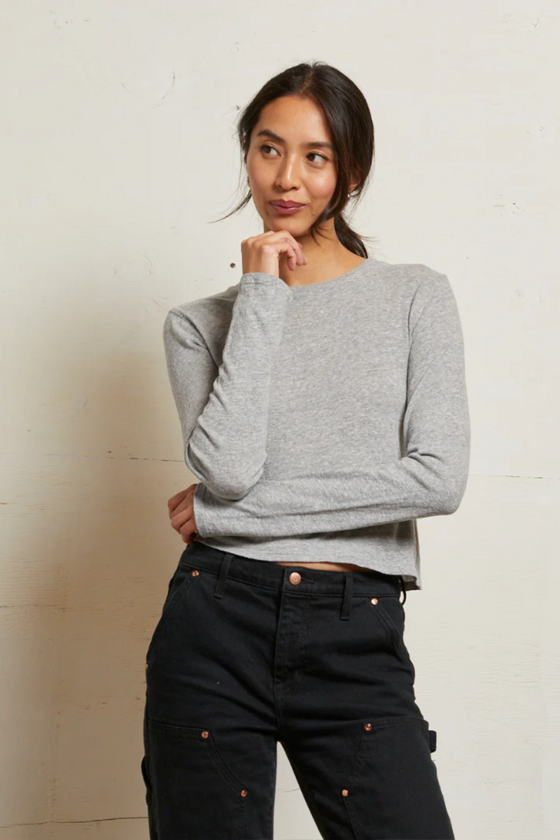 Gray Jamie Long Sleeve Crew Shirt