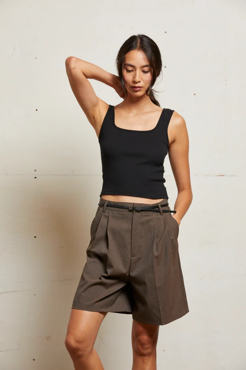 Light Gray Kaitlyn Lux Rib Binded Tank Tank