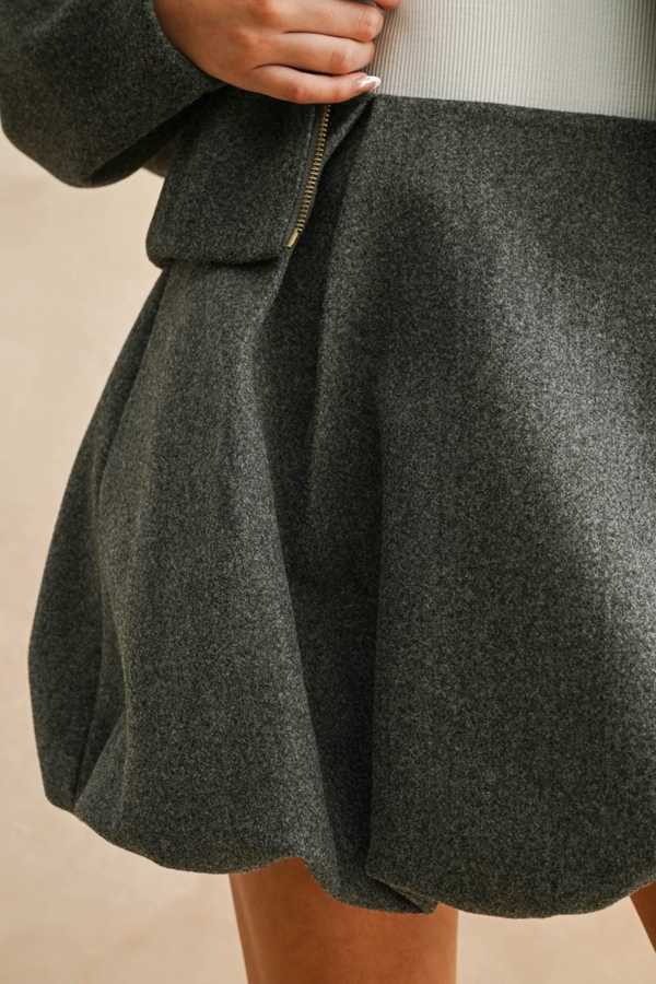 Dark Slate Gray Georgette Balloon Mini Skirt Mini Skirt