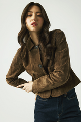 Black Black Coffee Real Suede Cropped Blazer Jacket