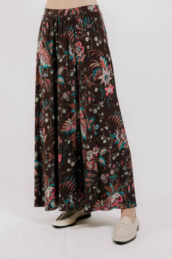 Light Gray Lexi Midi Skirt in Charlotte Floral Print Midi Skirt