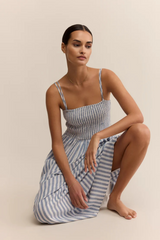 Light Gray Nadine Striped Midi Dress Midi Dress