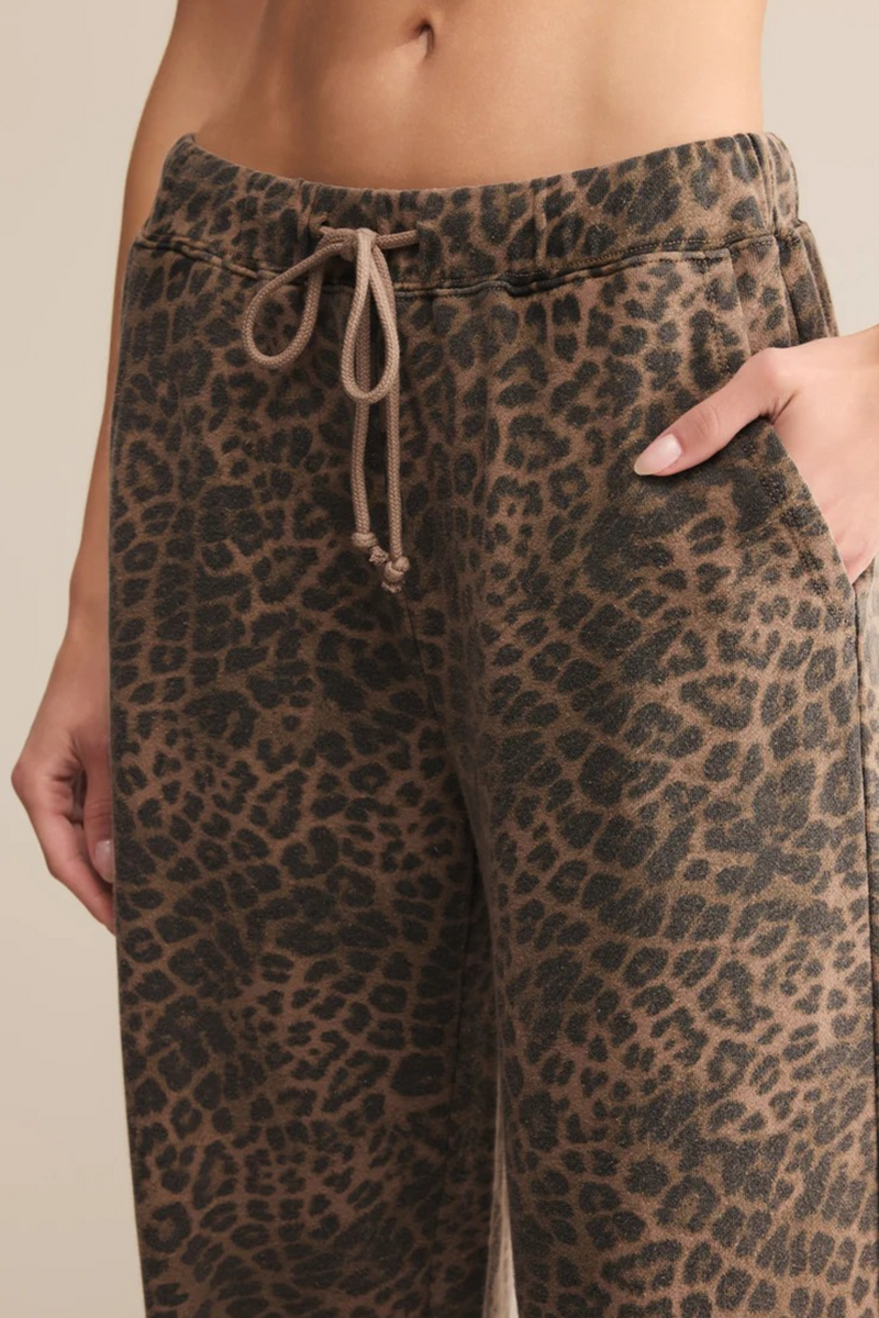 Dark Slate Gray Hunter Leopard Knit Pant Pant