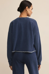Dark Slate Gray Circuit Knit Denim Sweatshirt Sweatshirt