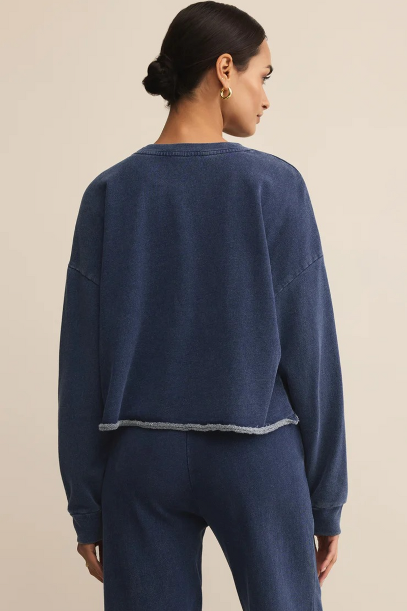 Dark Slate Gray Circuit Knit Denim Sweatshirt Sweatshirt
