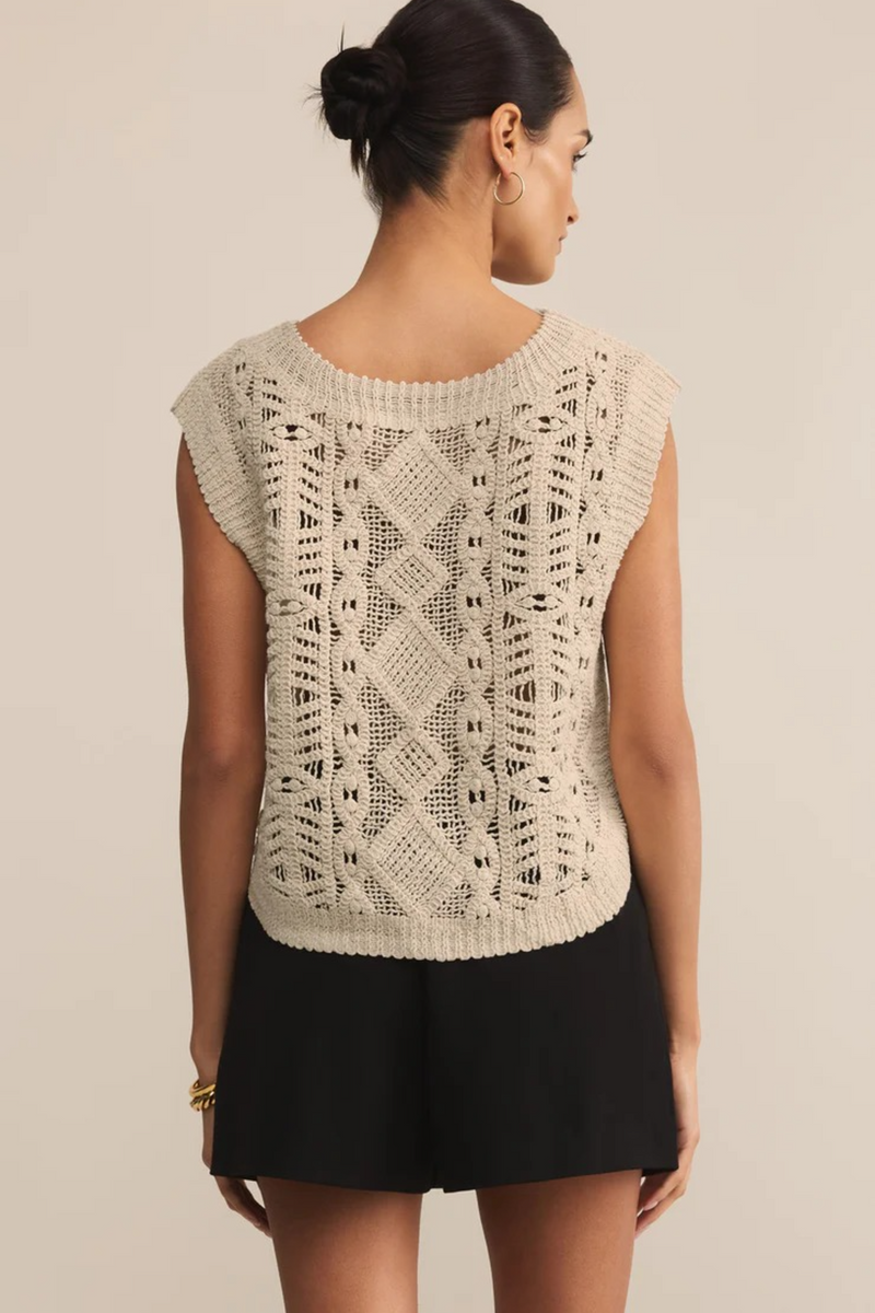 Gray Baroque Crochet Sweater Top Sweater Vest