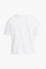 White Smoke The Cropped Collegiate Tee | White/Black T Shirt