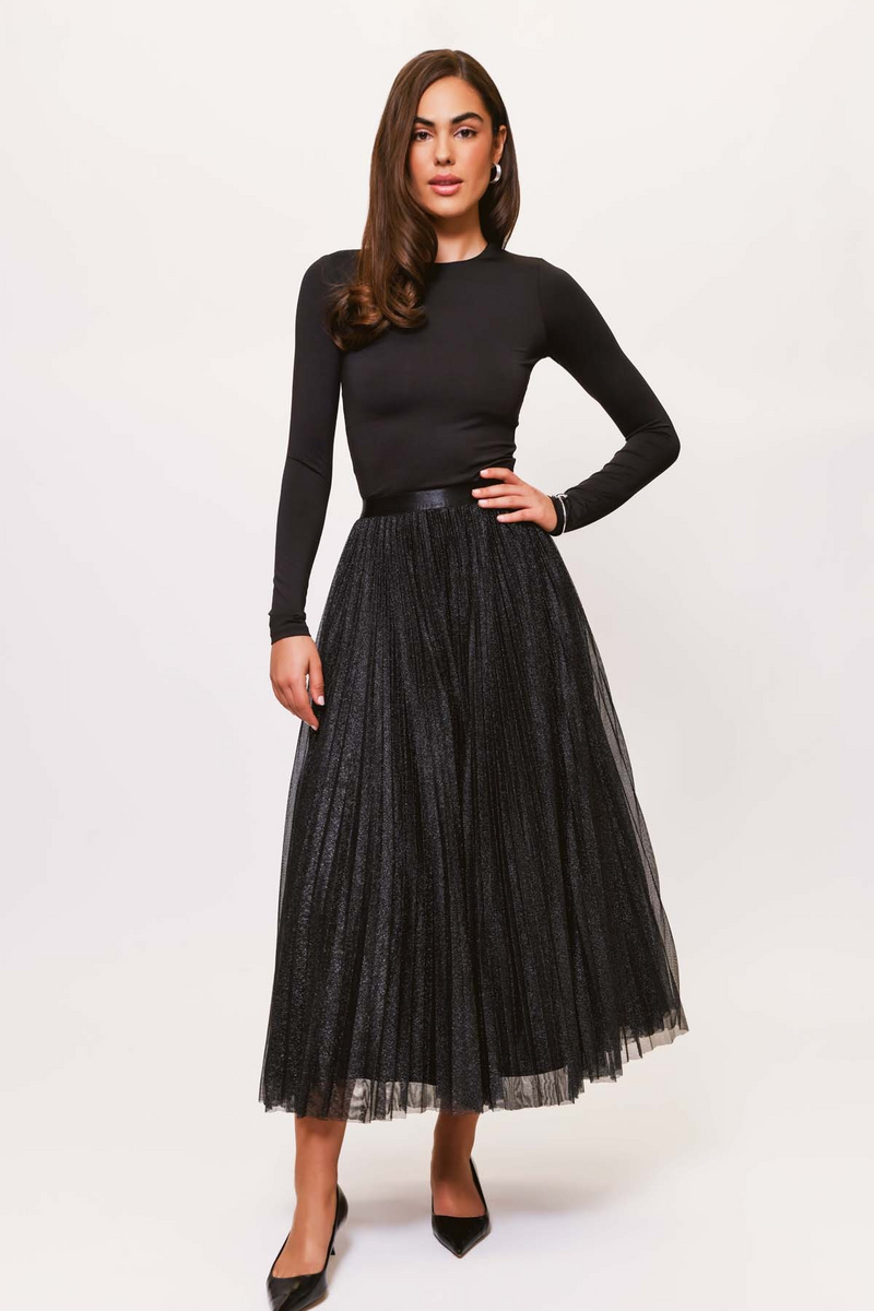Dark Slate Gray Roma Sparkle Skirt Midi Skirt