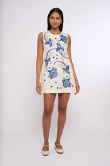 Light Gray Tiffany Mini Dress in Kimber Embroidery Mini Dress