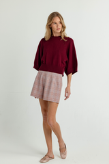 Light Gray Jasper Short in Foxglove Check Short
