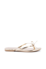 White Smoke Wishlist Patent Bow Sandal | Metallic Gold Sandal
