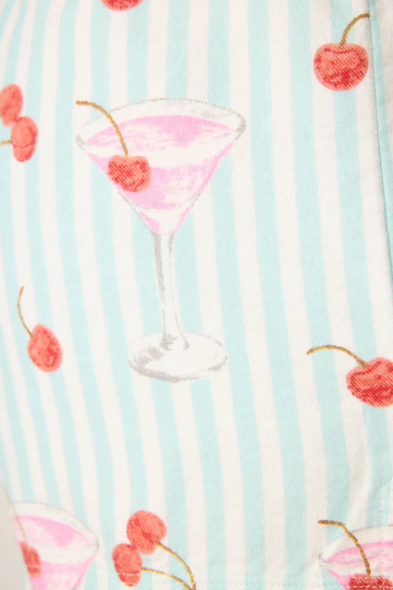 Lavender Ma Cherie Cherry Print Flannel Short Short