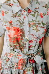 Gray Drew Midi Dress in Battersea Floral Print Midi Dress