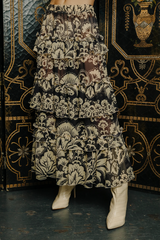 Black Alani Skirt in Richmond Floral Print Maxi Skirt