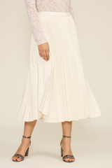 Antique White Billie Pleated Skirt Midi Skirt